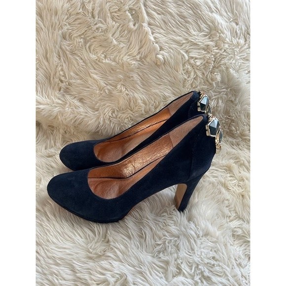 Anthropologie Miss Albright Jeweled Cabochon Navy Pumps‎ - Picture 4 of 7